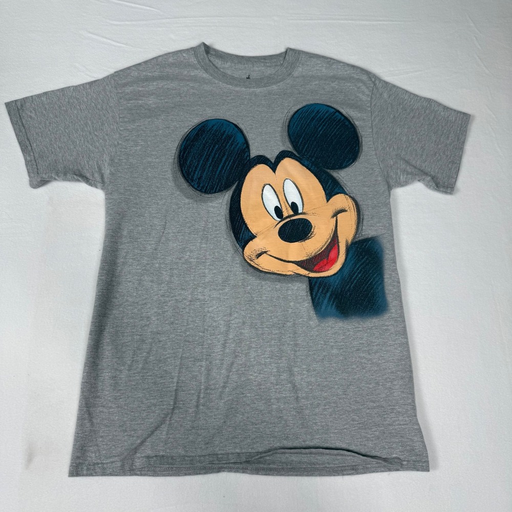 Disney Parks Mickey Mouse T Shirt Mens M Gray Wraparound‎ Graphic Hanes WDW